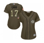 Women's Majestic Texas Rangers #17 Shin-Soo Choo Authentic Green Salute to Service MLB Jersey