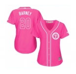 Women's Majestic Texas Rangers #20 Darwin Barney Replica Pink Fashion Cool Base MLB Jersey