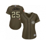 Women's Majestic Texas Rangers #25 Jonathan Lucroy Authentic Green Salute to Service MLB Jersey