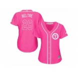 Women's Majestic Texas Rangers #29 Adrian Beltre Replica Pink Fashion Cool Base MLB Jersey