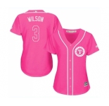 Women's Majestic Texas Rangers #3 Russell Wilson Replica Pink Fashion Cool Base MLB Jersey
