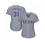 Women's Majestic Texas Rangers #31 Ferguson Jenkins Authentic Grey Road Cool Base MLB Jersey