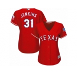 Women's Majestic Texas Rangers #31 Ferguson Jenkins Authentic Red Alternate Cool Base MLB Jersey