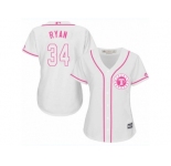 Women's Majestic Texas Rangers #34 Nolan Ryan Replica White Fashion Cool Base MLB Jersey