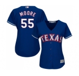 Women's Majestic Texas Rangers #55 Matt Moore Replica Royal Blue Alternate 2 Cool Base MLB Jersey
