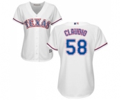 Women's Majestic Texas Rangers #58 Alex Claudio Replica White Home Cool Base MLB Jersey