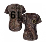 Women's Majestic Texas Rangers #61 Robinson Chirinos Authentic Camo Realtree Collection Flex Base MLB Jersey