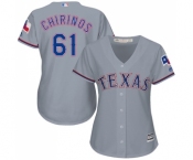 Women's Majestic Texas Rangers #61 Robinson Chirinos Replica Grey Road Cool Base MLB Jersey