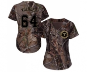 Women's Majestic Texas Rangers #64 Edinson Volquez Authentic Camo Realtree Collection Flex Base MLB Jersey