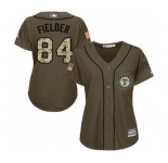 Women's Majestic Texas Rangers #84 Prince Fielder Authentic Green Salute to Service MLB Jersey