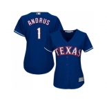 Women's Texas Rangers #1 Elvis Andrus Blue Alternate Stitched MLB Jersey