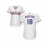 Women's Texas Rangers #18 Moreland White Road Stitched MLB Jersey
