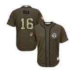 Youth Majestic Texas Rangers #16 Ryan Rua Authentic Green Salute to Service MLB Jersey