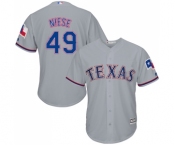 Youth Majestic Texas Rangers #49 Jon Niese Replica Grey Road Cool Base MLB Jersey