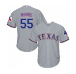 Youth Majestic Texas Rangers #55 Matt Moore Replica Grey Road Cool Base MLB Jersey
