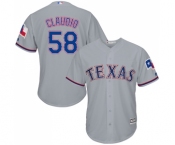 Youth Majestic Texas Rangers #58 Alex Claudio Authentic Grey Road Cool Base MLB Jersey