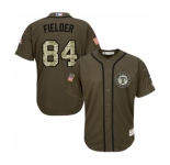 Youth Majestic Texas Rangers #84 Prince Fielder Authentic Green Salute to Service MLB Jersey