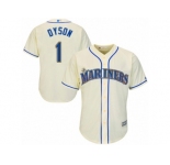 Youth Majestic Seattle Mariners #1 Jarrod Dyson Replica Cream Alternate Cool Base MLB Jersey