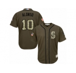 Youth Majestic Seattle Mariners #10 Yonder Alonso Authentic Green Salute to Service MLB Jersey