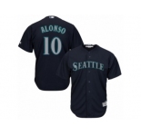 Youth Majestic Seattle Mariners #10 Yonder Alonso Replica Navy Blue Alternate 2 Cool Base MLB Jersey