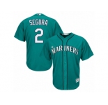 Youth Majestic Seattle Mariners #2 Jean Segura Authentic Teal Green Alternate Cool Base MLB Jersey