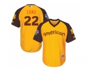 Youth Majestic Seattle Mariners #22 Robinson Cano Authentic Yellow 2016 All-Star American League BP Cool Base MLB Jersey