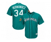 Youth Majestic Seattle Mariners #34 Felix Hernandez Authentic Aqua 2017 Spring Training Cool Base MLB Jersey