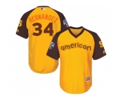 Youth Majestic Seattle Mariners #34 Felix Hernandez Authentic Yellow 2016 All-Star American League BP Cool Base MLB Jersey