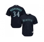 Youth Seattle Mariners #34 Felix Hernandez Navy Blue Cool Base Stitched MLB Jersey