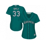 Women's Majestic Seattle Mariners #33 Drew Smyly Authentic Teal Green Alternate Cool Base MLB Jersey