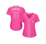 Women's Majestic Seattle Mariners #51 Randy Johnson Replica Pink Fashion Cool Base MLB Jersey