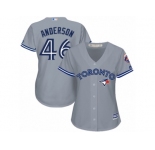 Women Majestic Toronto Blue Jays #46 Brett Anderson Replica Grey Road MLB Jersey