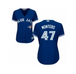 Women Majestic Toronto Blue Jays #47 Miguel Montero Replica Blue Alternate MLB Jersey