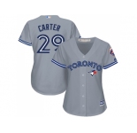 Women's Toronto Blue Jays #29 Joe Carter Grey Road Stitched MLB Jersey