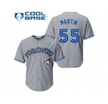 Women's Toronto Blue Jays #55 Russell Martin Grey Road Stitched MLB Jersey