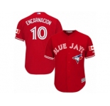 Youth Majestic Toronto Blue Jays #10 Edwin Encarnacion Authentic Red Canada Day MLB Jersey