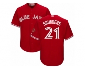 Youth Majestic Toronto Blue Jays #21 Michael Saunders Replica Scarlet Alternate MLB Jersey