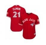 Youth Majestic Toronto Blue Jays #21 Roger Clemens Authentic Red Canada Day MLB Jersey