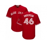 Youth Majestic Toronto Blue Jays #46 Brett Anderson Replica Scarlet Alternate MLB Jersey