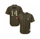 Youth Toronto Blue Jays #14 Justin Smoak Green Salute to Service Stitched MLB Jersey