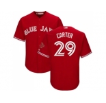 Youth Toronto Blue Jays #29 Joe Carter Red Cool Base Canada Day Stitched MLB Jersey