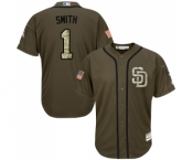 Youth Majestic San Diego Padres #1 Ozzie Smith Authentic Green Salute to Service Cool Base MLB Jersey
