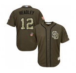Youth Majestic San Diego Padres #12 Chase Headley Authentic Green Salute to Service Cool Base MLB Jersey