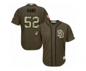 Youth Majestic San Diego Padres #52 Brad Hand Replica Green Salute to Service Cool Base MLB Jersey