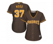 Women Majestic San Diego Padres #37 Travis Wood Replica Brown Alternate Cool Base MLB Jersey