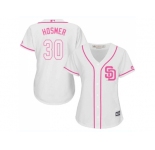 Women San Diego Padres #30 Eric Hosmer White Pink Fashion Stitched MLB Jersey