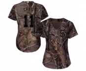 Women's Majestic San Diego Padres #11 Allen Craig Authentic Camo Realtree Collection Flex Base MLB Jersey