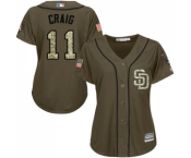 Women's Majestic San Diego Padres #11 Allen Craig Authentic Green Salute to Service Cool Base MLB Jersey