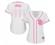 Women's Majestic San Diego Padres #11 Allen Craig Replica White Fashion Cool Base MLB Jersey