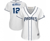 Women's Majestic San Diego Padres #12 Chase Headley Authentic White Home Cool Base MLB Jersey